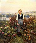Famous Girl Paintings - Girl with a Basket in a Garden